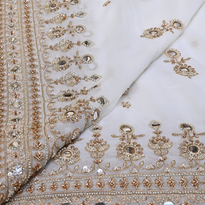 Dyeable Georgette Fabric with Mirror Moti & Sequins Embroidery - BW6920