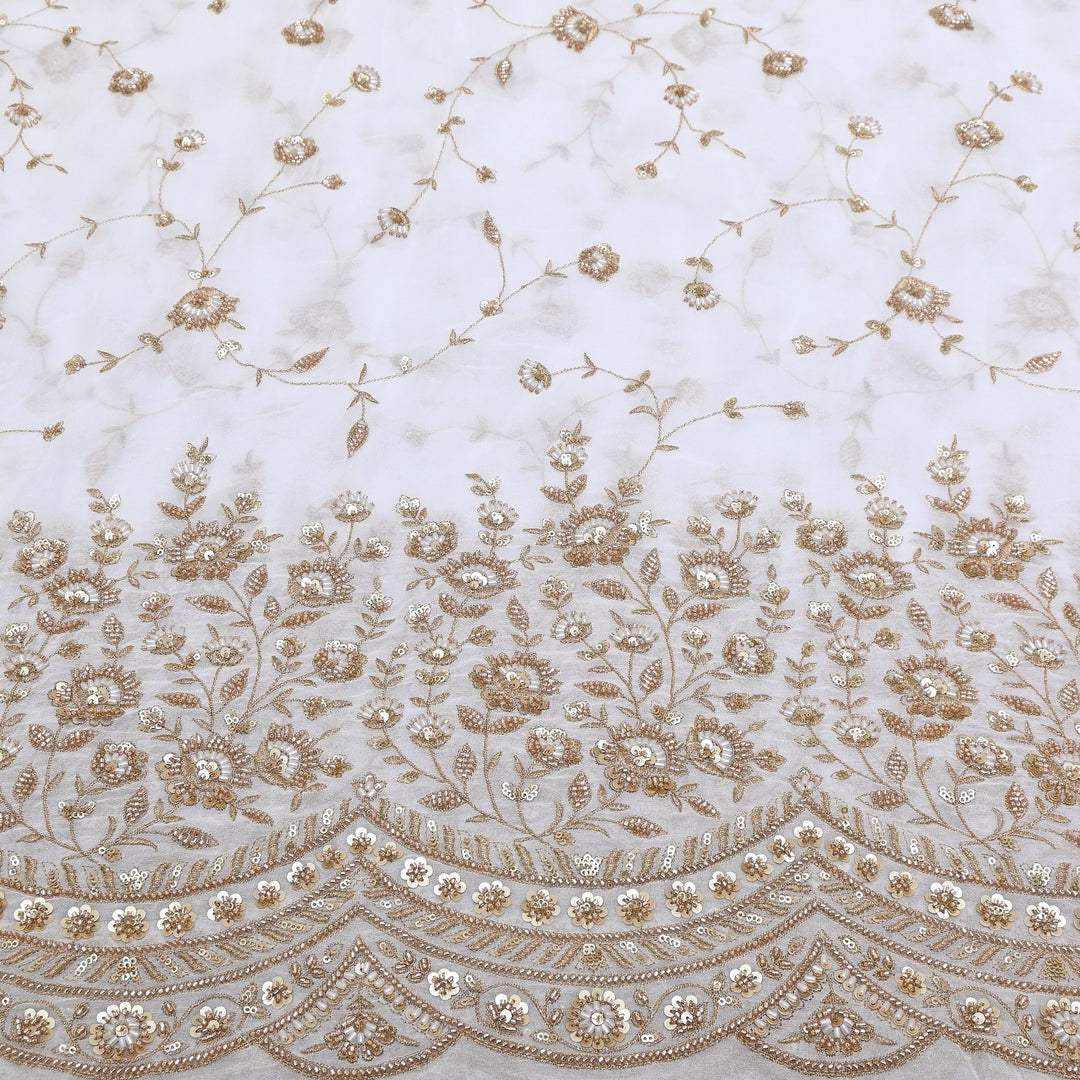 Dyeable Georgette Fabric with Zari, Sequins & Moti Embroidery - V3296C
