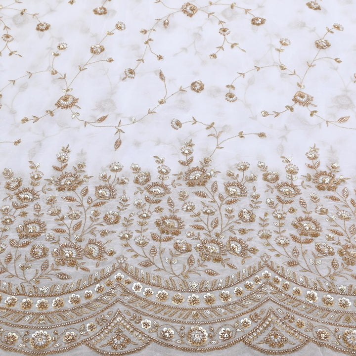 Dyeable Georgette Fabric with Zari, Sequins & Moti Embroidery - V3296C