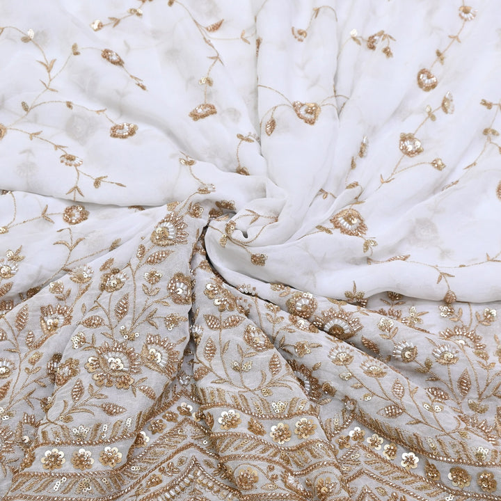 Dyeable Georgette Fabric with Zari, Sequins & Moti Embroidery - V3296C