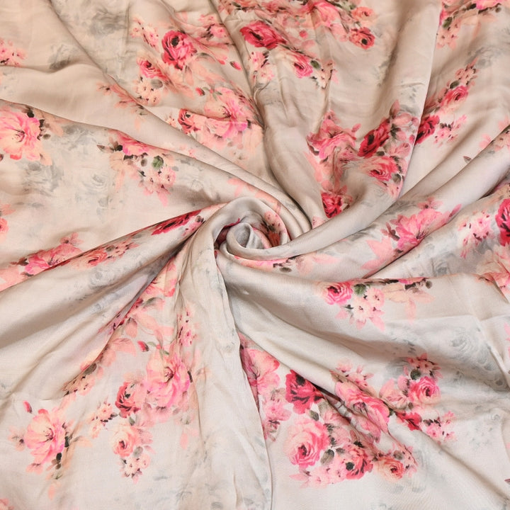Elegant Modal Satin Digital Print Fabric 5 – Soft Luxury Designer Fabric - 001416-F5