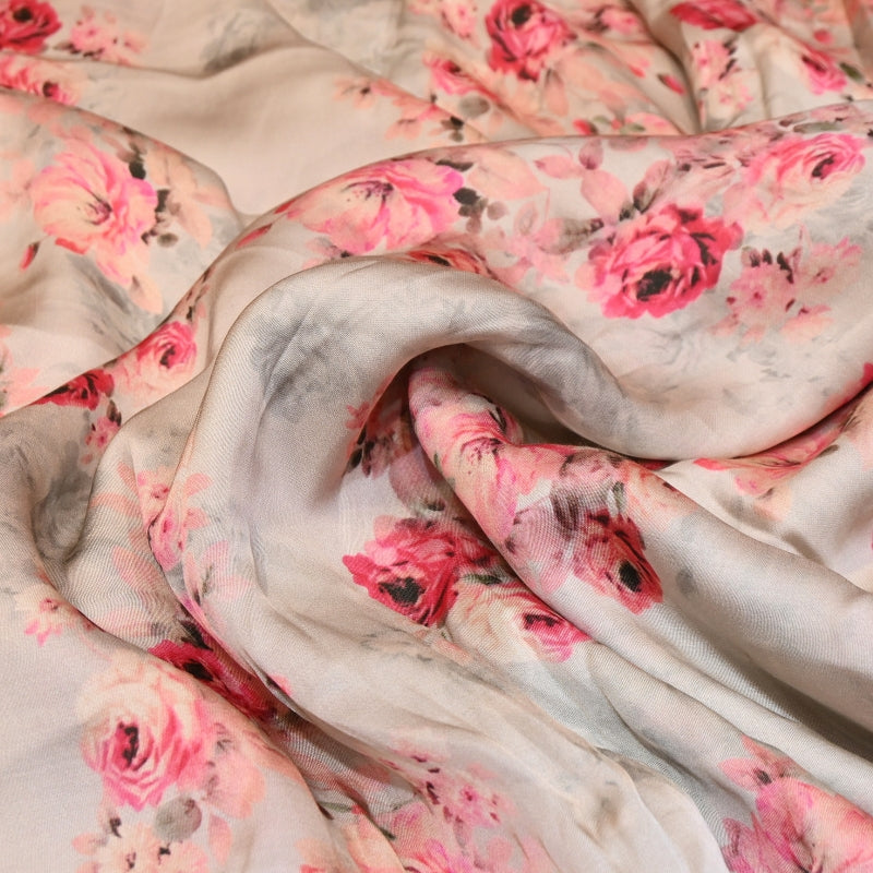 Elegant Modal Satin Digital Print Fabric 5 – Soft Luxury Designer Fabric - 001416-F5