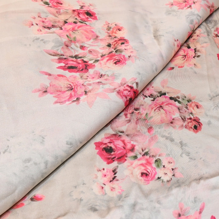 Elegant Modal Satin Digital Print Fabric 5 – Soft Luxury Designer Fabric - 001416-F5