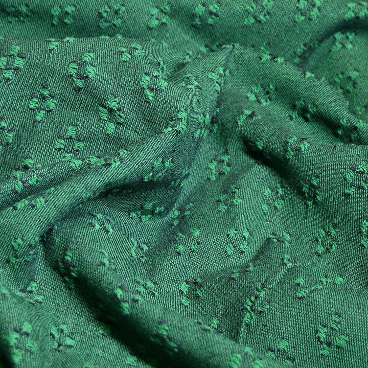 Premium Designer Denim Fabric with Textured Embroidery – Stylish Jacquard Denim Fabric 048R50-2