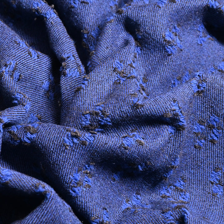 Premium Designer Denim Fabric with Textured Embroidery – Stylish Jacquard Denim Fabric 048R50-1