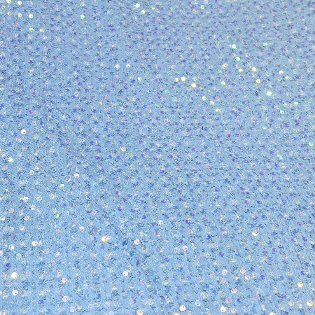 Premium Denim Sequin Embroidery Fabric – Designer Sparkle Denim Fabric - 059RS0-B