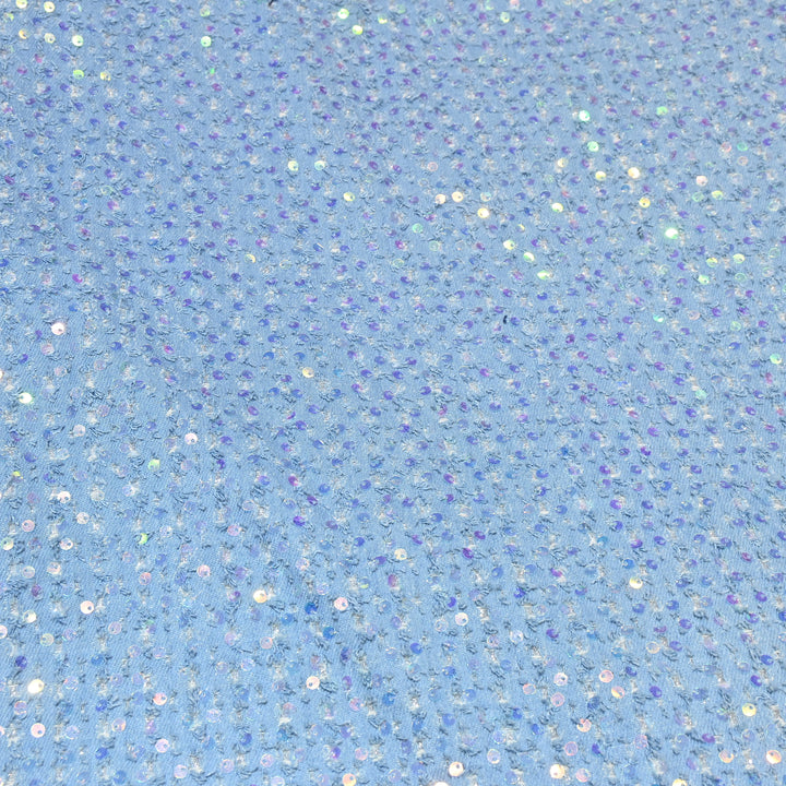 Premium Denim Sequin Embroidery Fabric – Designer Sparkle Denim Fabric - 059RS0-B