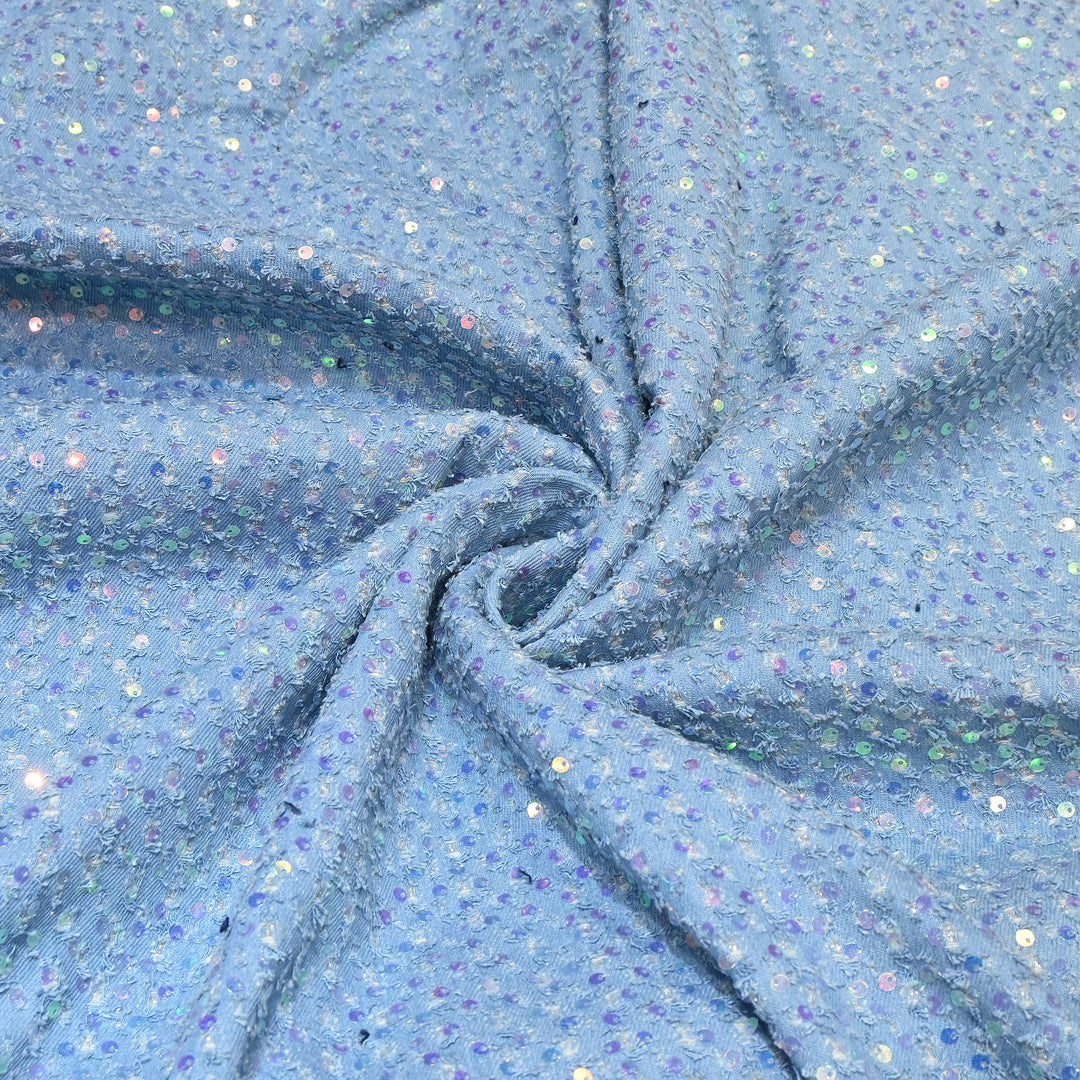 Premium Denim Sequin Embroidery Fabric – Designer Sparkle Denim Fabric - 059RS0-B