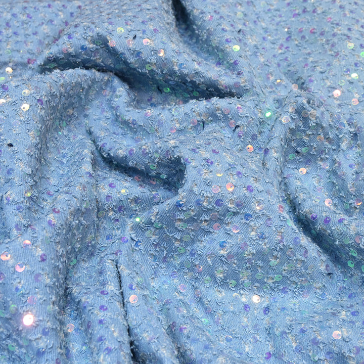 Premium Denim Sequin Embroidery Fabric – Designer Sparkle Denim Fabric - 059RS0-B