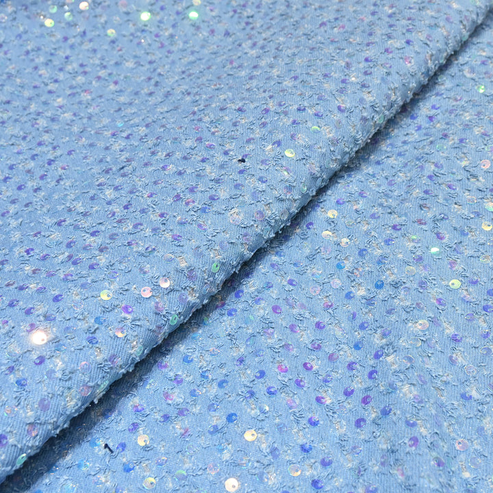 Premium Denim Sequin Embroidery Fabric – Designer Sparkle Denim Fabric - 059RS0-B