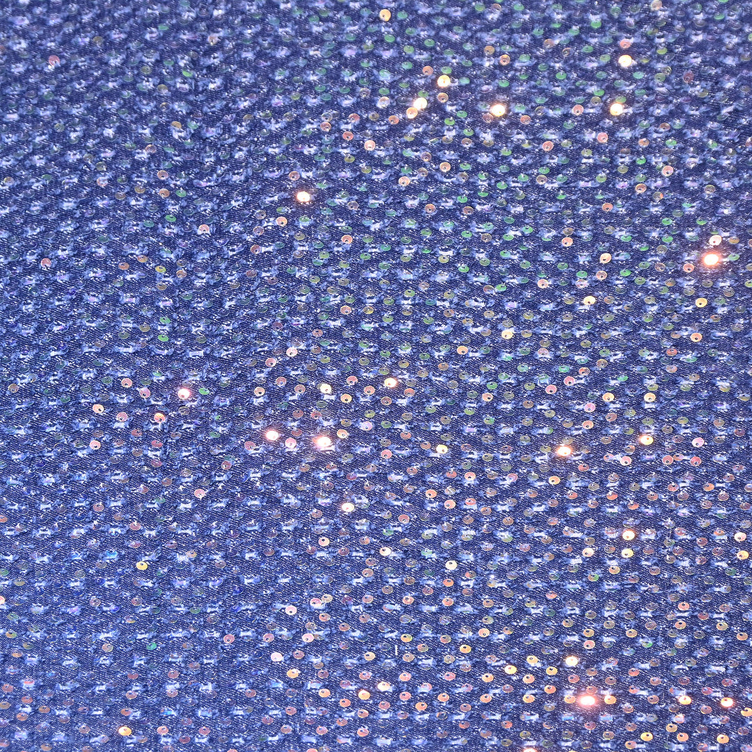 Premium Denim Sequin Embroidery Fabric – Designer Sparkle Denim Fabric - 059RS0-A