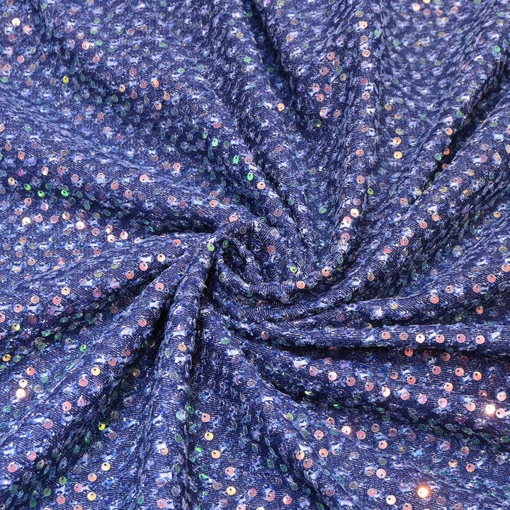 Premium Denim Sequin Embroidery Fabric – Designer Sparkle Denim Fabric - 059RS0-A