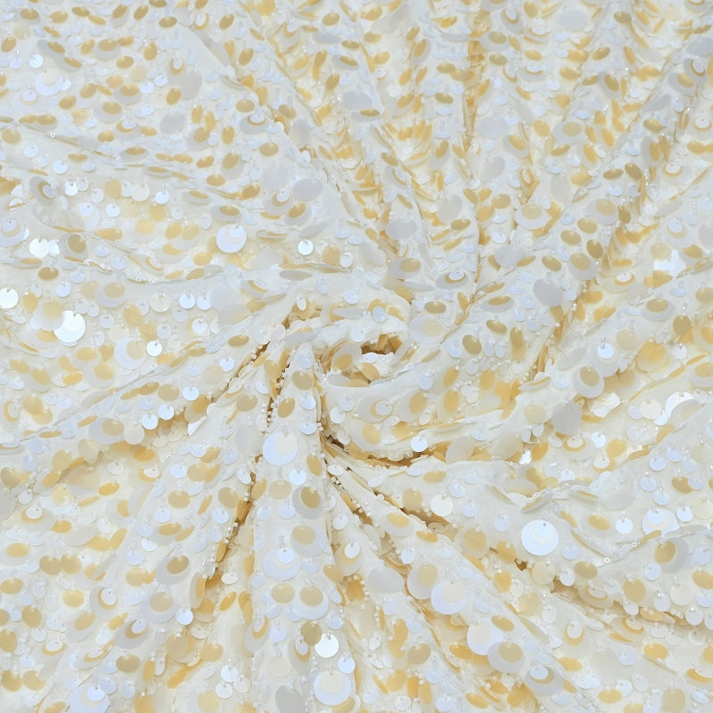 Imported Georgette Sequin Embroidery Fabric | Heavy Embellished Designer Georgette Fabric - CF4908-D