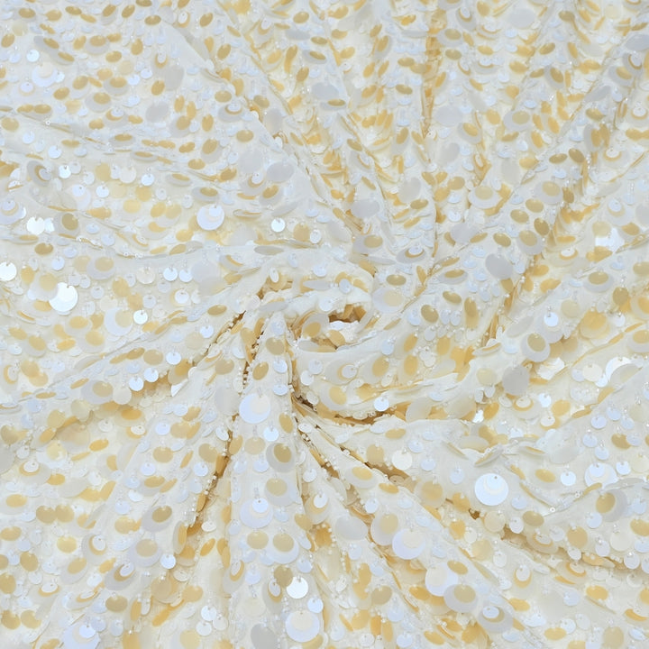 Imported Georgette Sequin Embroidery Fabric | Heavy Embellished Designer Georgette Fabric - CF4908-D