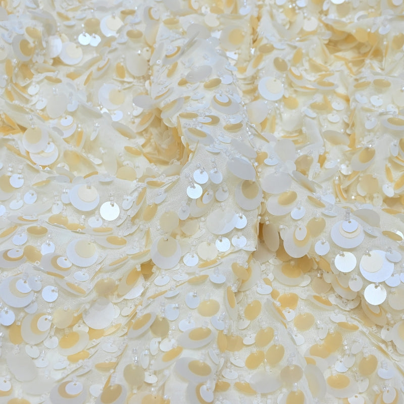 Imported Georgette Sequin Embroidery Fabric | Heavy Embellished Designer Georgette Fabric - CF4908-D
