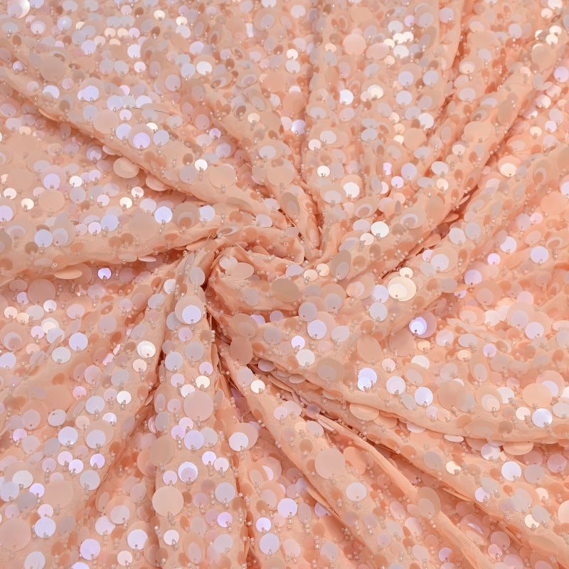 Imported Georgette Sequin Embroidery Fabric | Heavy Embellished Designer Georgette Fabric - CF4908-B