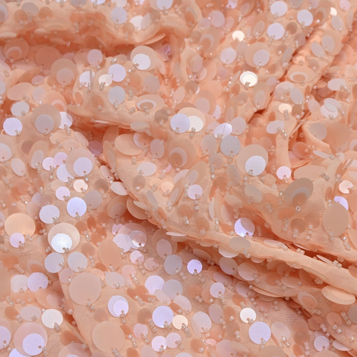 Imported Georgette Sequin Embroidery Fabric | Heavy Embellished Designer Georgette Fabric - CF4908-B