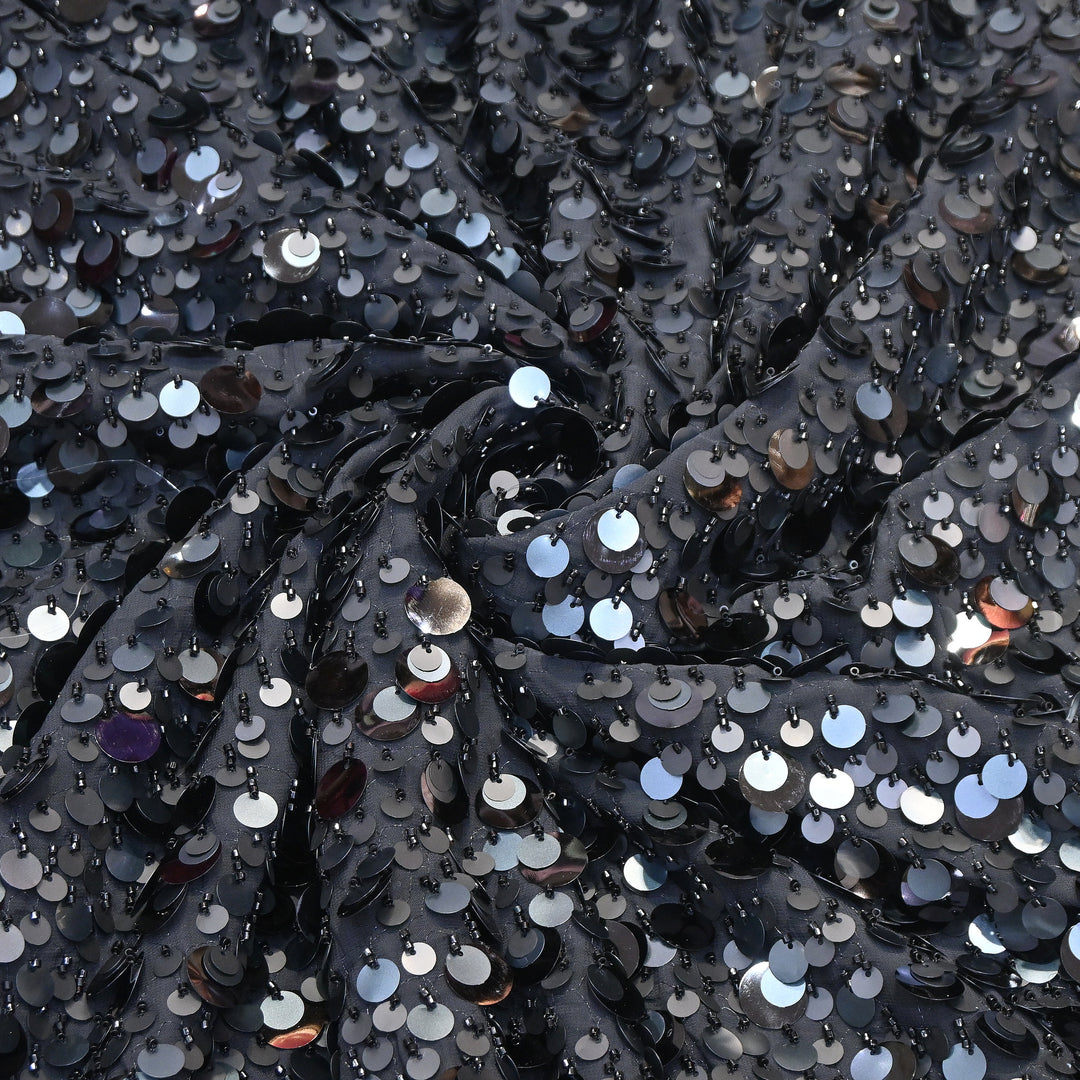 Imported Georgette Sequin Embroidery Fabric | Heavy Embellished Designer Georgette Fabric - CF4908-A