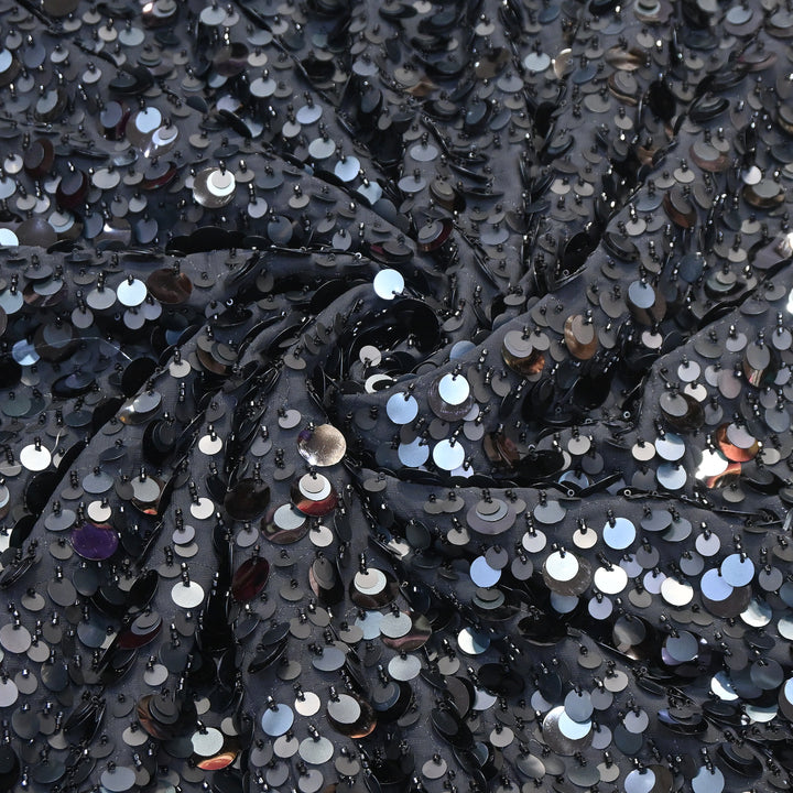 Imported Georgette Sequin Embroidery Fabric | Heavy Embellished Designer Georgette Fabric - CF4908-A