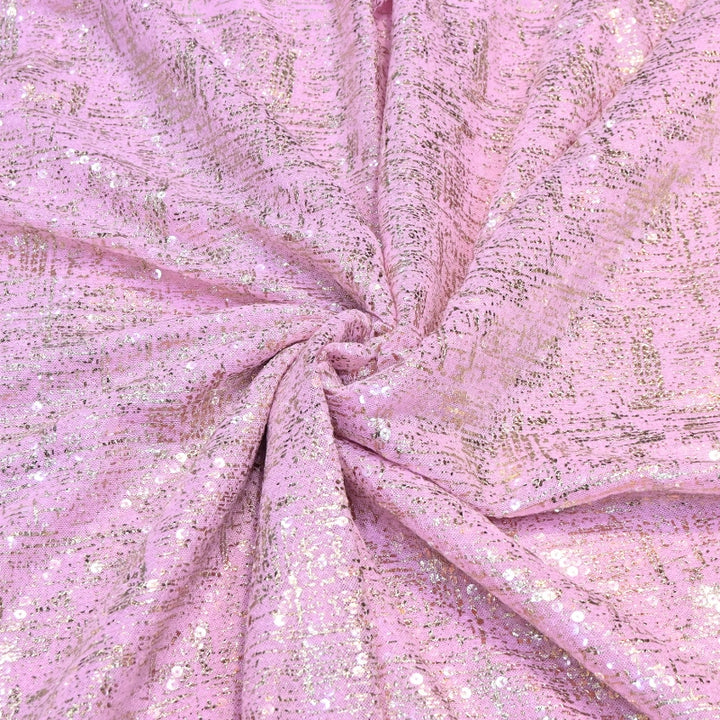 Lycra Net Zari Sequins Embroidery Fabric – Premium Designer Net Fabric - AT11826A-C