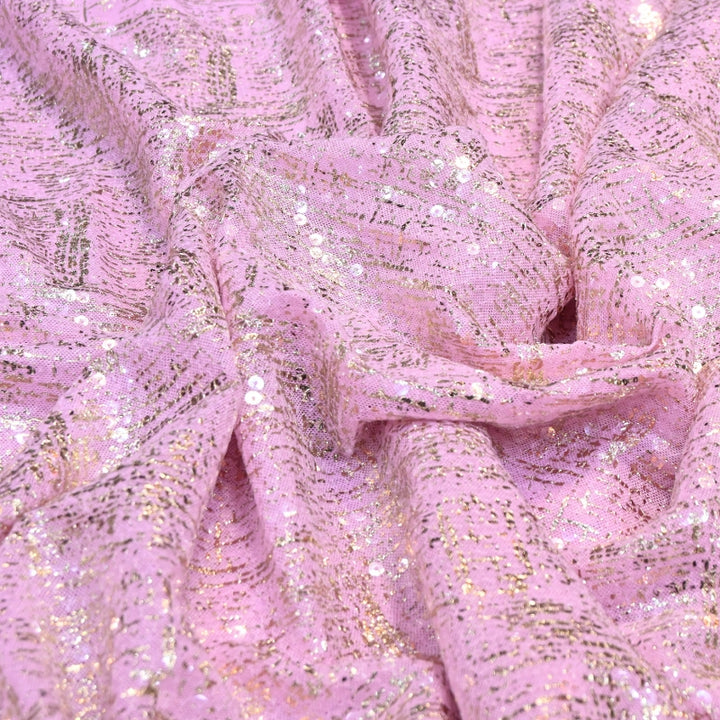 Lycra Net Zari Sequins Embroidery Fabric – Premium Designer Net Fabric - AT11826A-C