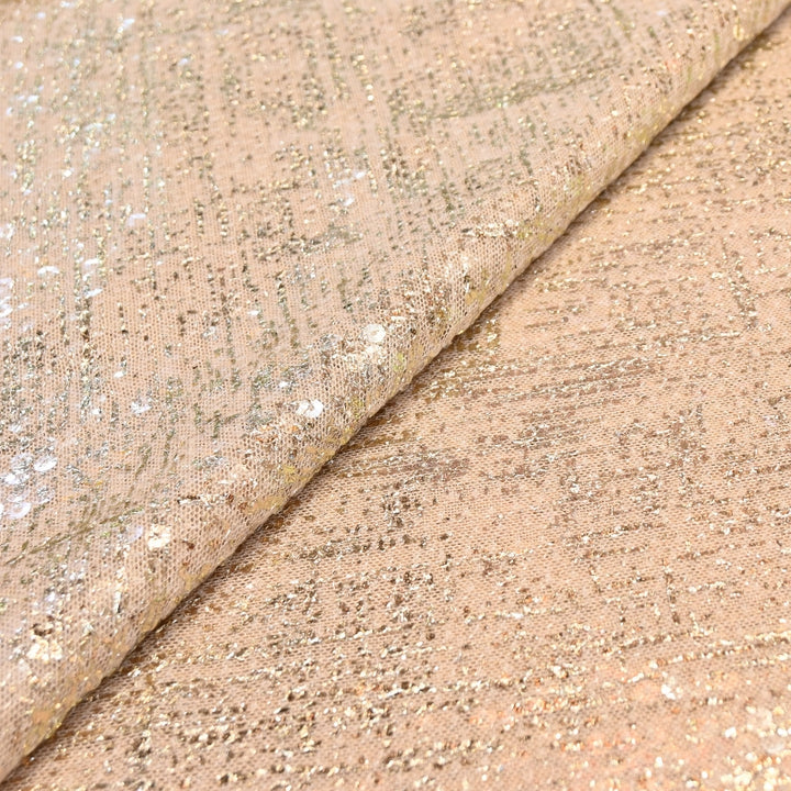 Lycra Net Zari Sequins Embroidery Fabric – Premium Designer Net Fabric - AT11826A-A