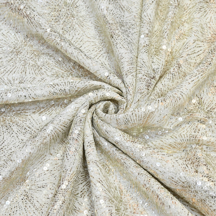 Lycra Net Zari Sequins Embroidery Fabric – Premium Designer Net Fabric - AT11826A-B