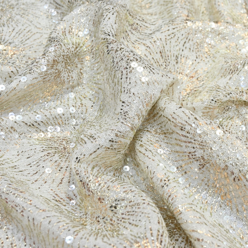 Lycra Net Zari Sequins Embroidery Fabric – Premium Designer Net Fabric - AT11826A-B