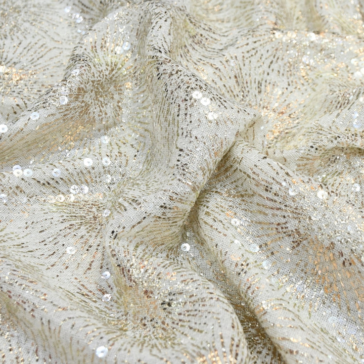 Lycra Net Zari Sequins Embroidery Fabric – Premium Designer Net Fabric - AT11826A-B