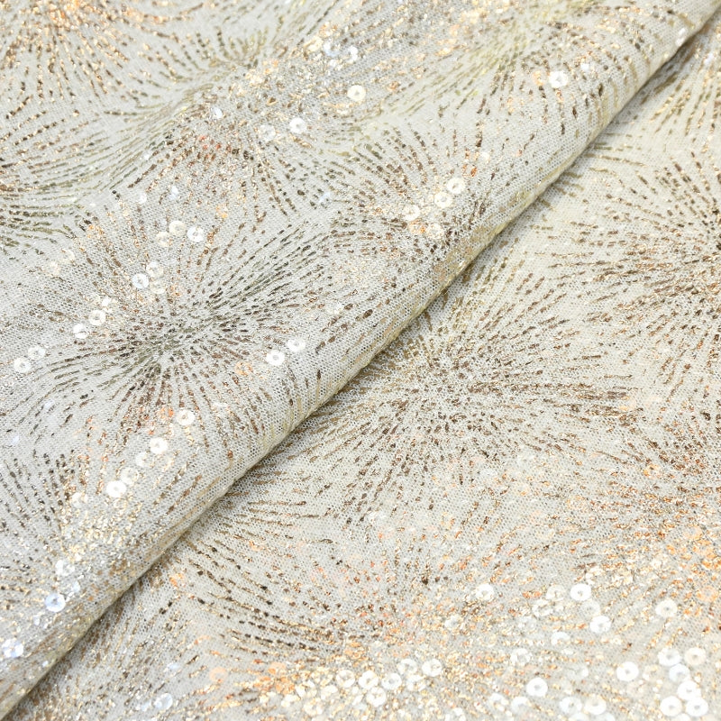 Lycra Net Zari Sequins Embroidery Fabric – Premium Designer Net Fabric - AT11826A-B