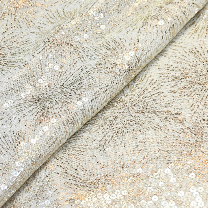 Lycra Net Zari Sequins Embroidery Fabric – Premium Designer Net Fabric - AT11826A-B