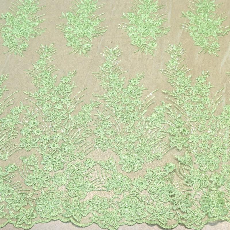 Imported Net Sequins Embroidery Fabric | Floral Designer Net Fabric - 060189-4