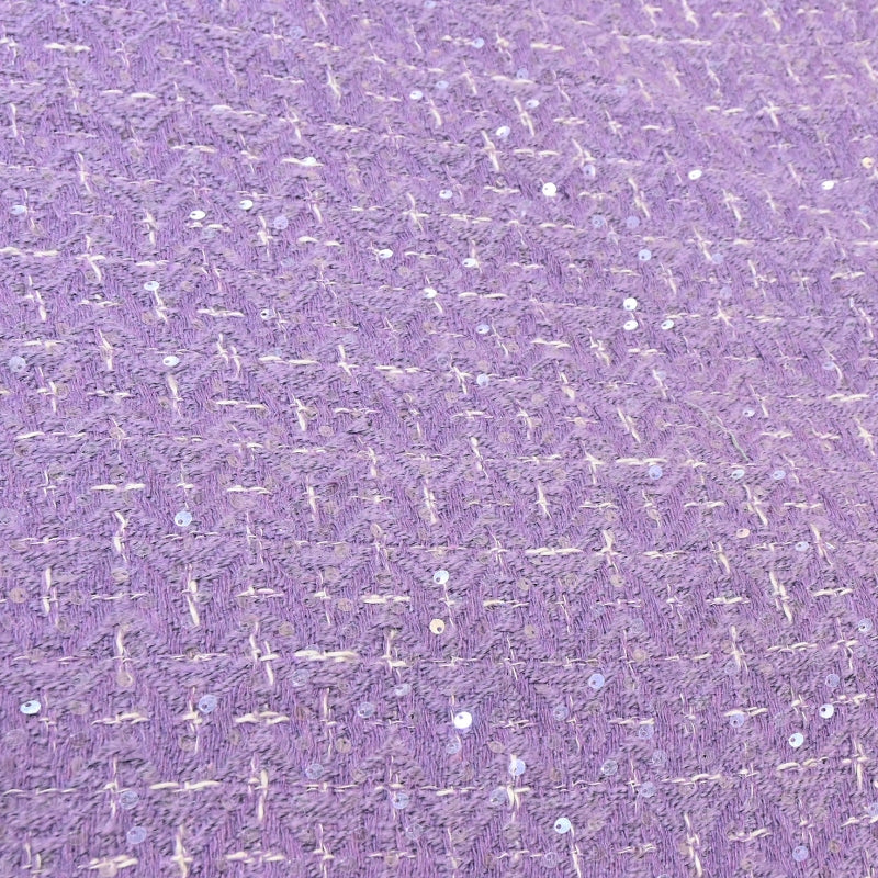 Premium Lavender Sequins Tweed Fabric – Soft Textured Designer Tweed Fabric - 059R50-1