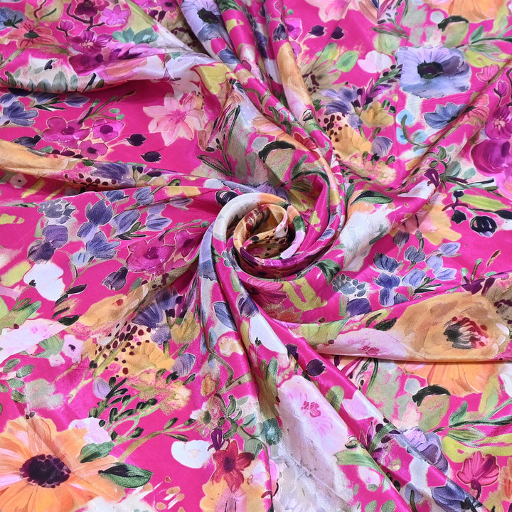 Premium Bemberg Crepe Digital Print Fabric | Soft Flowing Designer Printed Fabric | BAM275-11