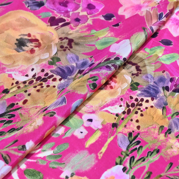 Premium Bemberg Crepe Digital Print Fabric | Soft Flowing Designer Printed Fabric | BAM275-11