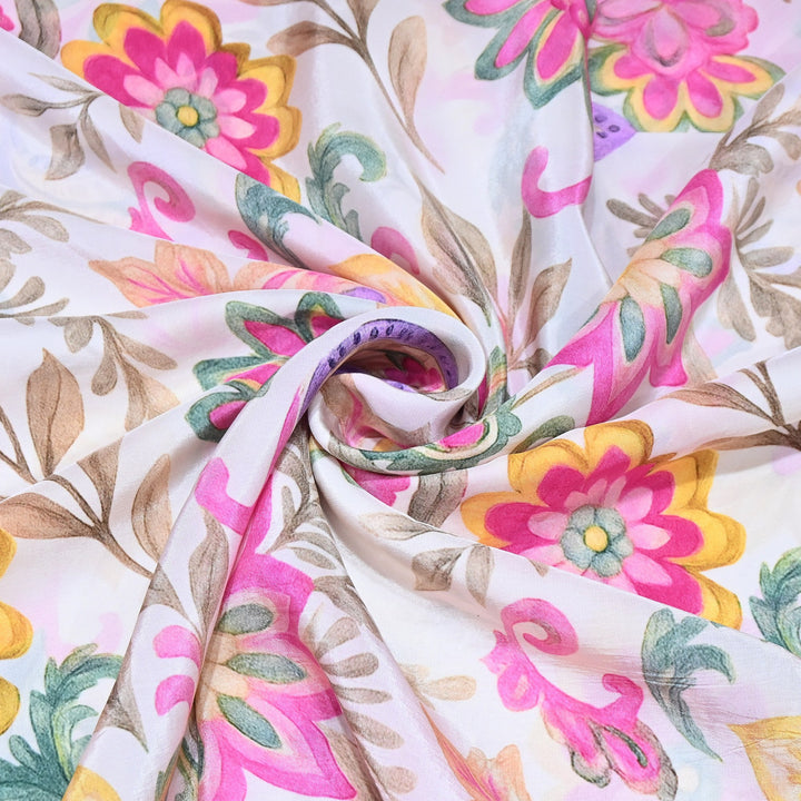 Premium Bemberg Crepe Digital Print Fabric | Soft Flowing Designer Printed Fabric | BAM275-9