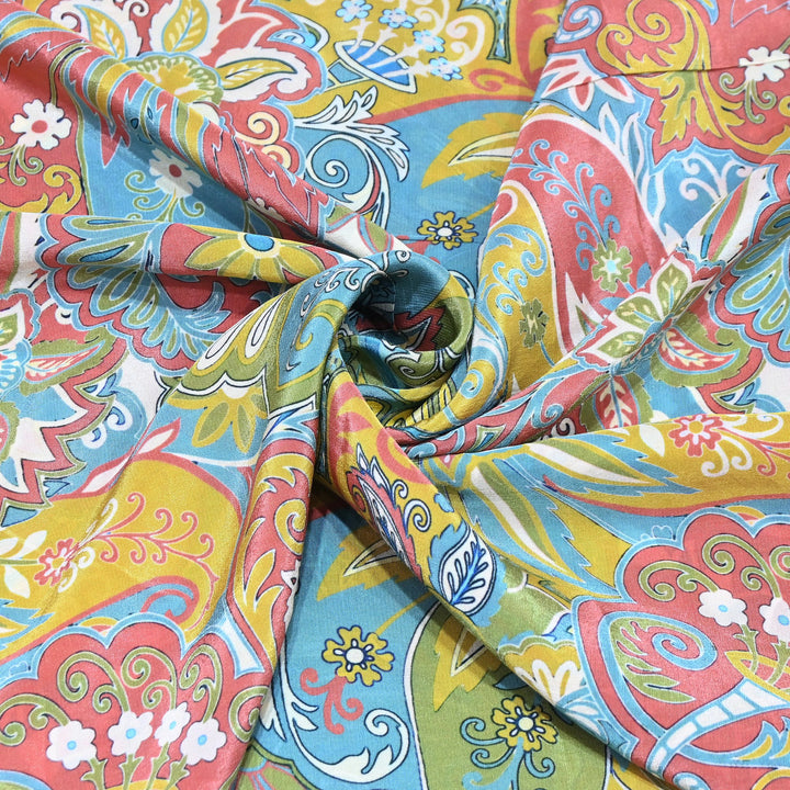 Premium Bemberg Crepe Digital Print Fabric | Soft Flowing Designer Printed Fabric | BAM275-5