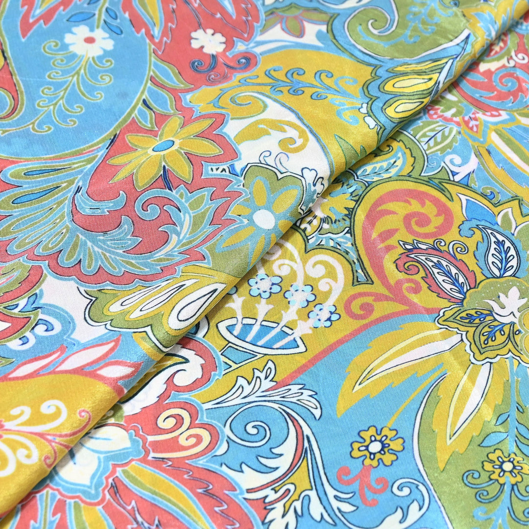 Premium Bemberg Crepe Digital Print Fabric | Soft Flowing Designer Printed Fabric | BAM275-5