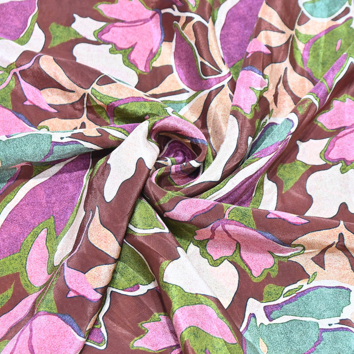 Premium Bemberg Crepe Digital Print Fabric | Soft Flowing Designer Printed Fabric | BAM275-15