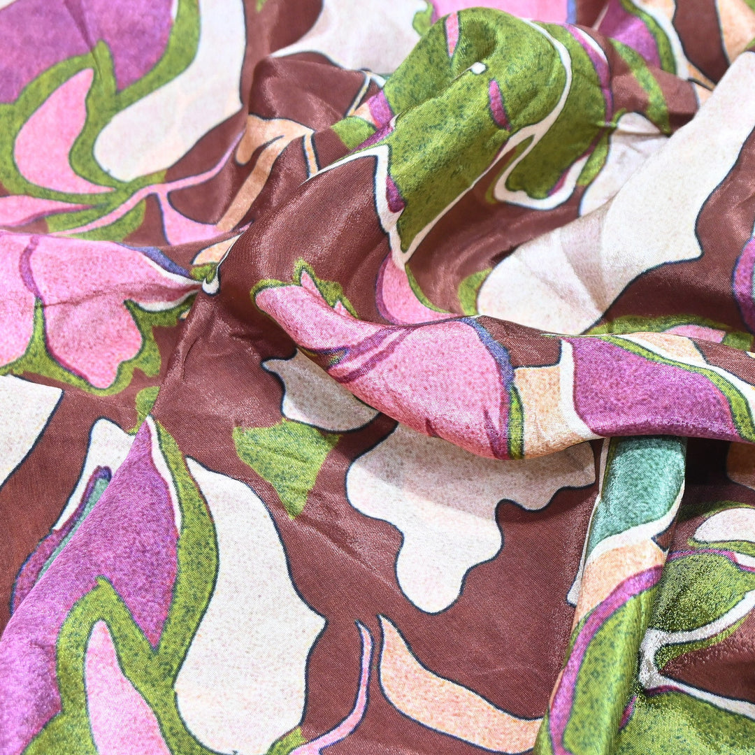 Premium Bemberg Crepe Digital Print Fabric | Soft Flowing Designer Printed Fabric | BAM275-15