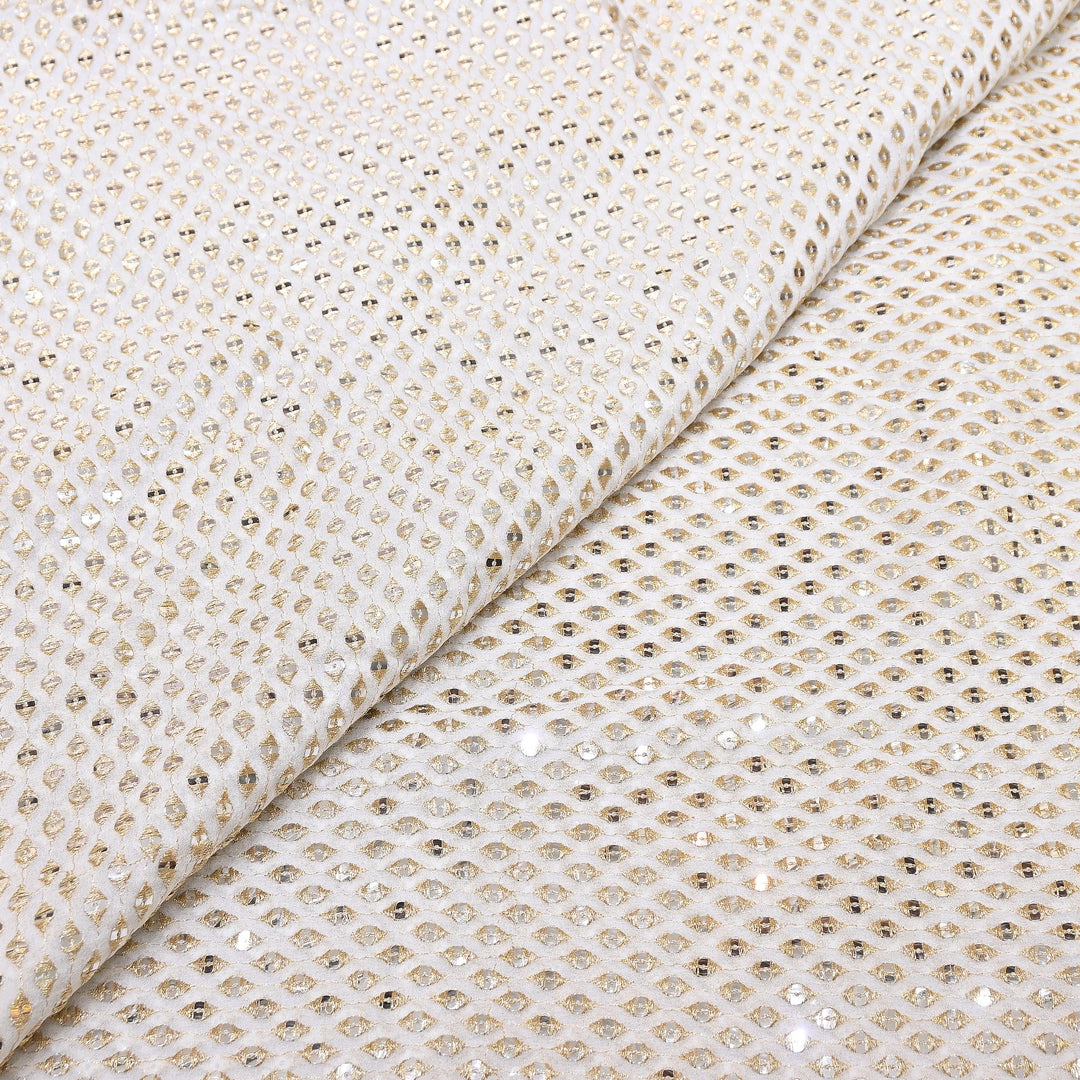 Viscose Georgette Mirror Zari Embroidery Fabric | DN5341-01