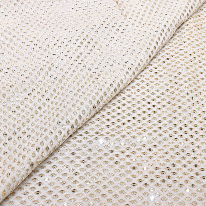 Viscose Georgette Mirror Zari Embroidery Fabric | DN5341-01
