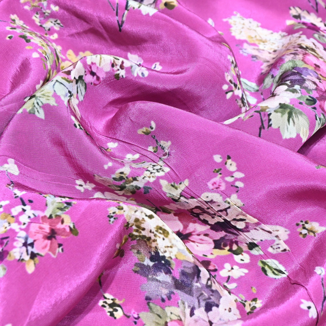 Premium Bemberg Crepe Digital Print Fabric | Soft Flowing Designer Printed Fabric | BAM275-17