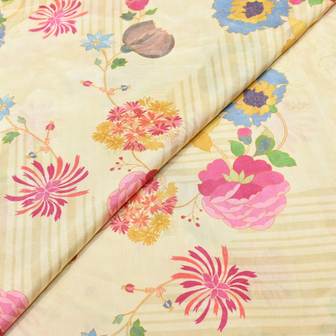 Multicolor Muslin Digital Print Fabric-000844-5