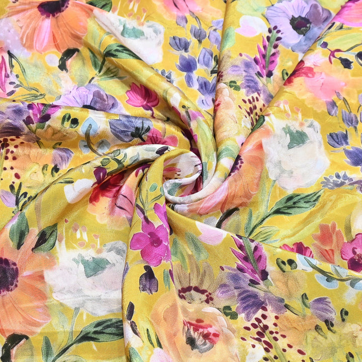 Premium Bemberg Crepe Digital Print Fabric | Soft Flowing Designer Printed Fabric | BAM275-13