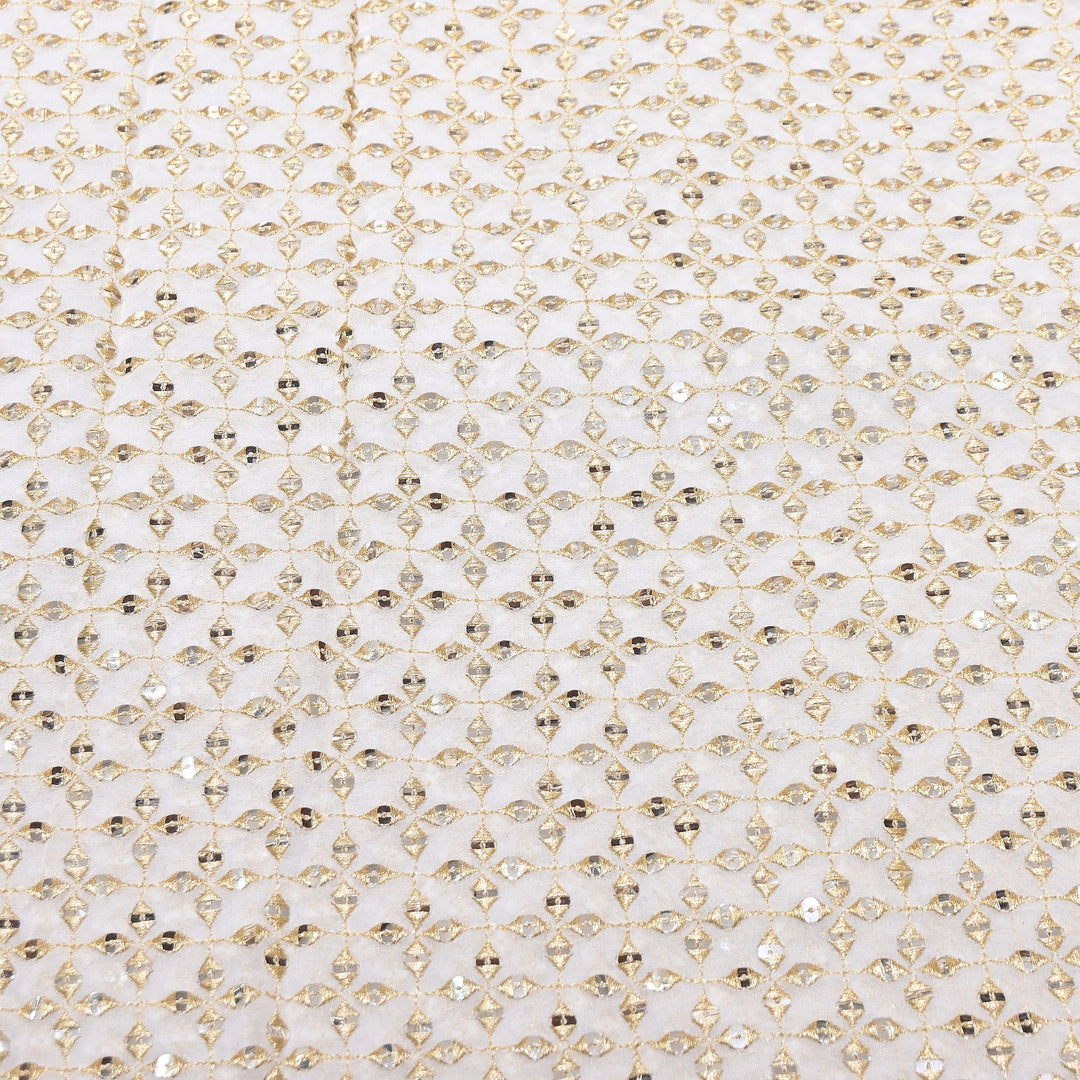Dyable Georgette Zari & Sequins Embroidery Fabric | 0B3562