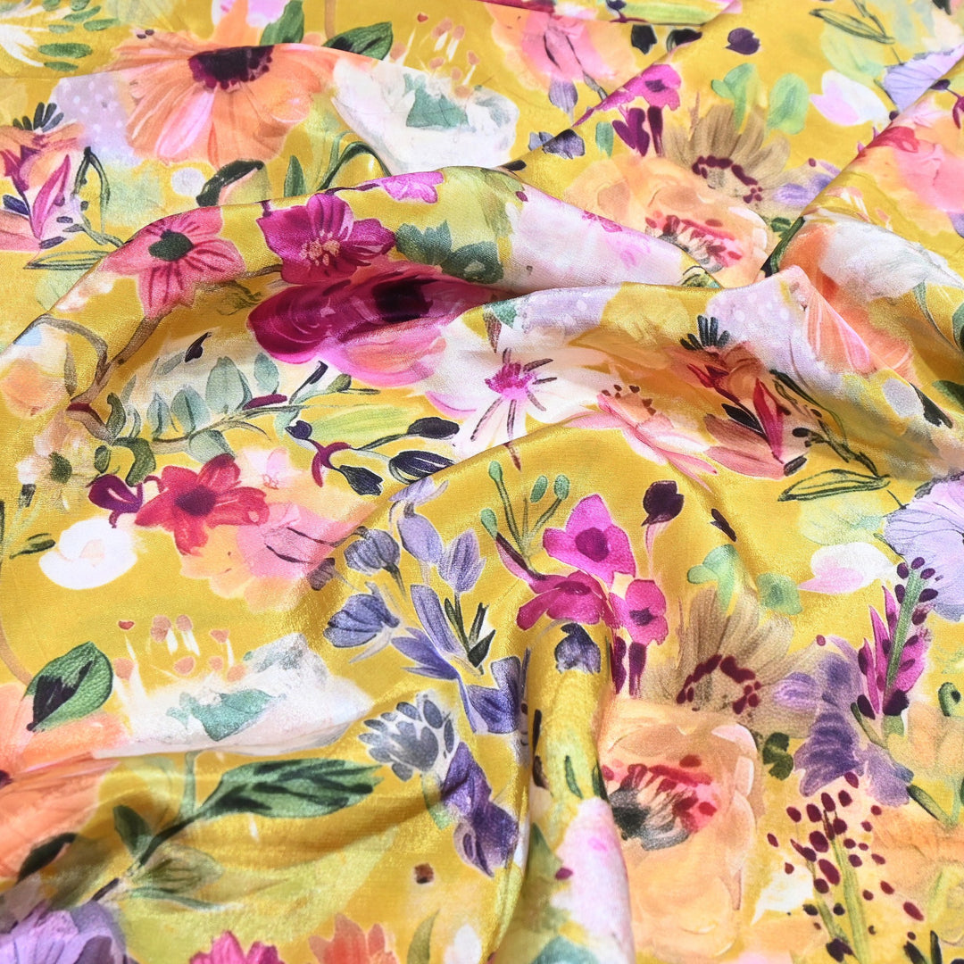Premium Bemberg Crepe Digital Print Fabric | Soft Flowing Designer Printed Fabric | BAM275-13