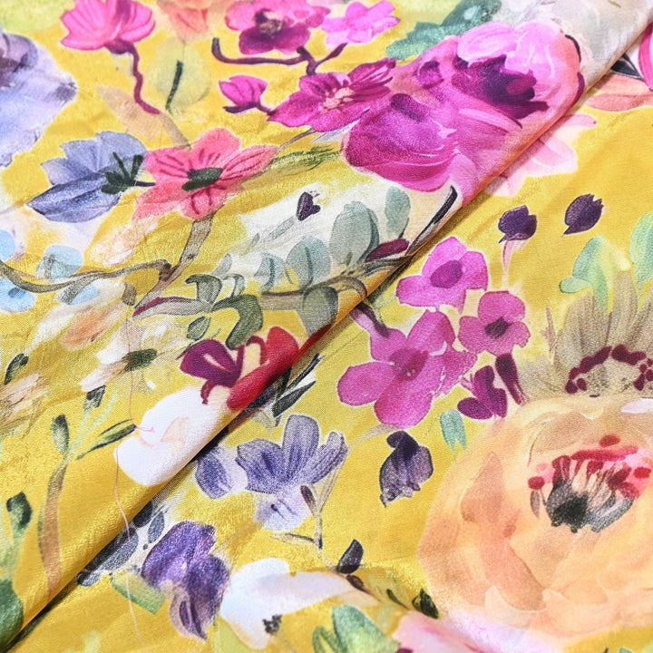Premium Bemberg Crepe Digital Print Fabric | Soft Flowing Designer Printed Fabric | BAM275-13