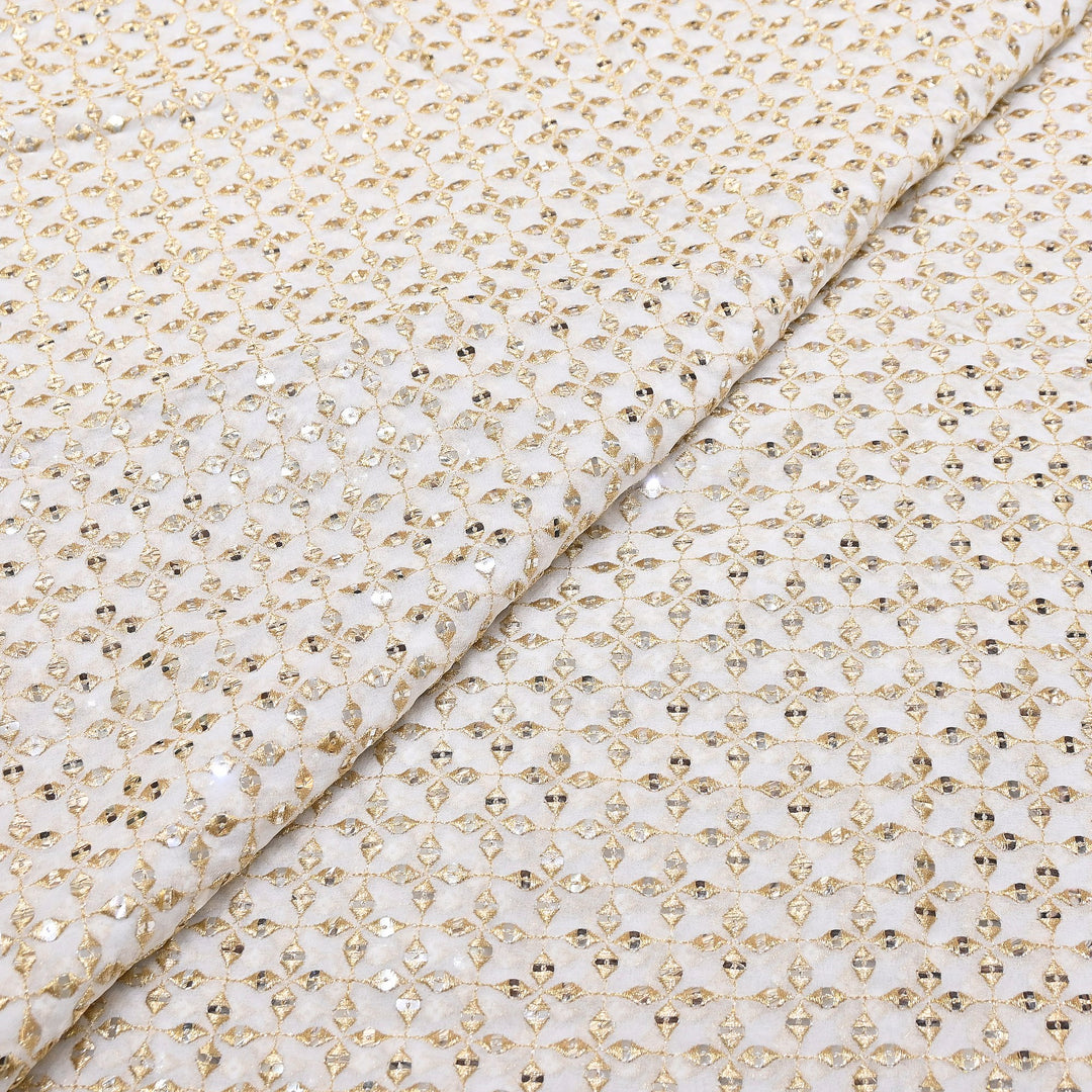 Dyable Georgette Zari & Sequins Embroidery Fabric | 0B3562