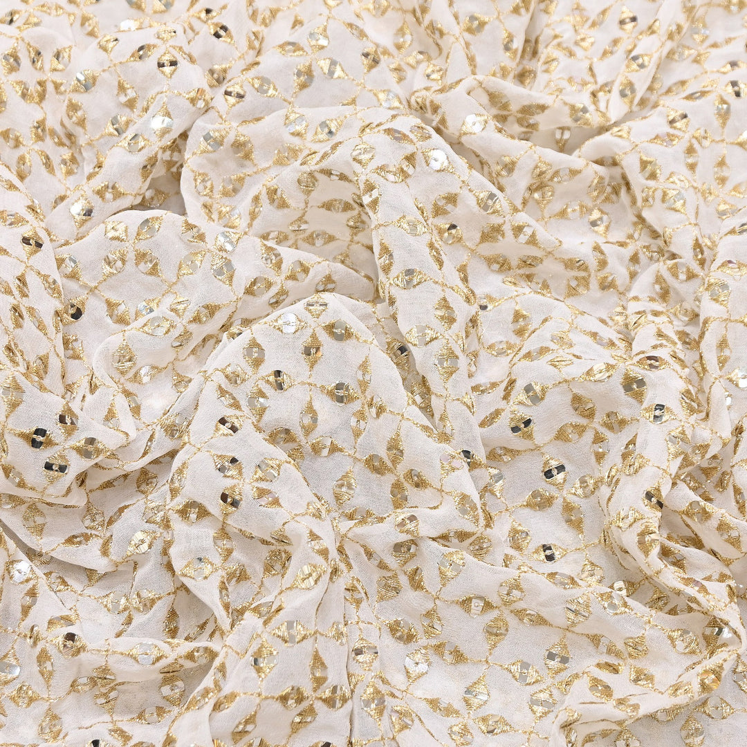 Dyable Georgette Zari & Sequins Embroidery Fabric | 0B3562